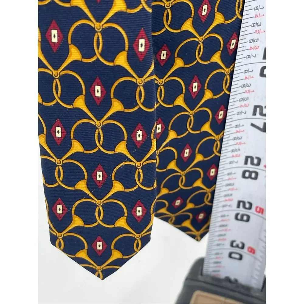 Paolo‎ Gucci Tie Silk Men Blue Gold Horns